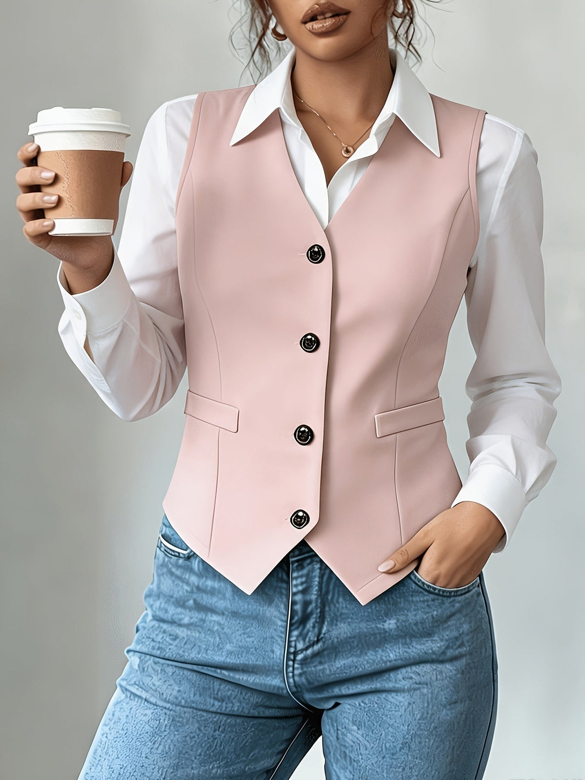 Women's Sleeveless Vest Top Solid Color Elegant Commuter Tank Top Casual Loose Fit Versatile Sleeveless Shirt for Work & Everyday Wear