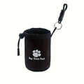 Dog Treat Pouch with Clip-On Belt & Harness Attachment - Paw Print Drawstring Zipper Training Bag for Puppy Walking Snacks Portable Pet Accessory Black Blue Red Green