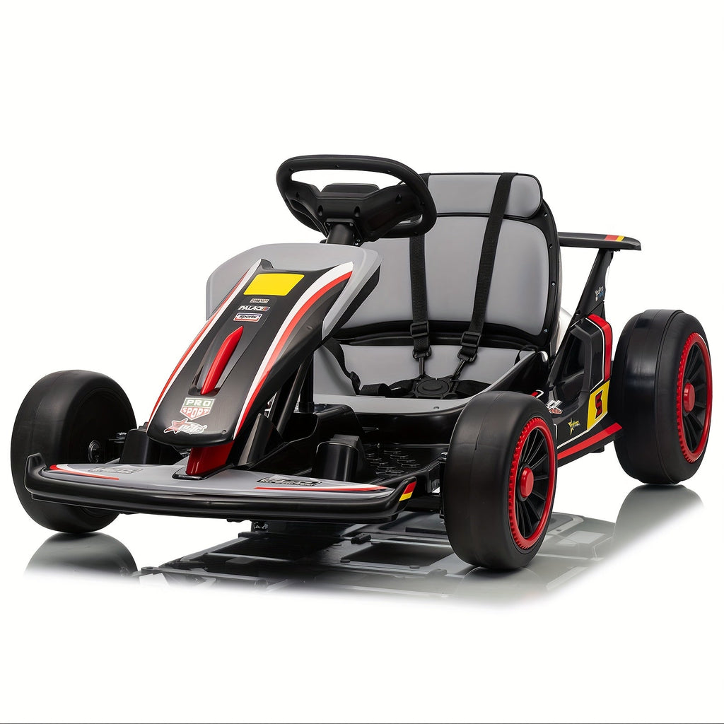 MUKIDY 24V Electric Go-Kart for Kids - 250W Drift Cart for Ages 6-12, All-Terrain EVA Wheels, 5-Point Safety Belt, Soft Start, Music & Horn, Battery Powered Outdoor Ride-On Toy | Best Gift for Boys Girls