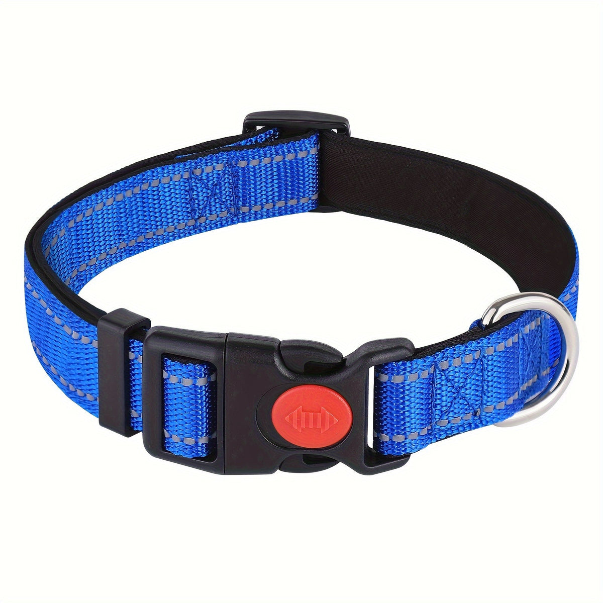 Reflective Dog Collar with Safety Locking Buckle - Adjustable Soft Neoprene Padded Breathable Nylon Pet Collar for Small Medium Large Dogs, Night Visibility Safety Collar
