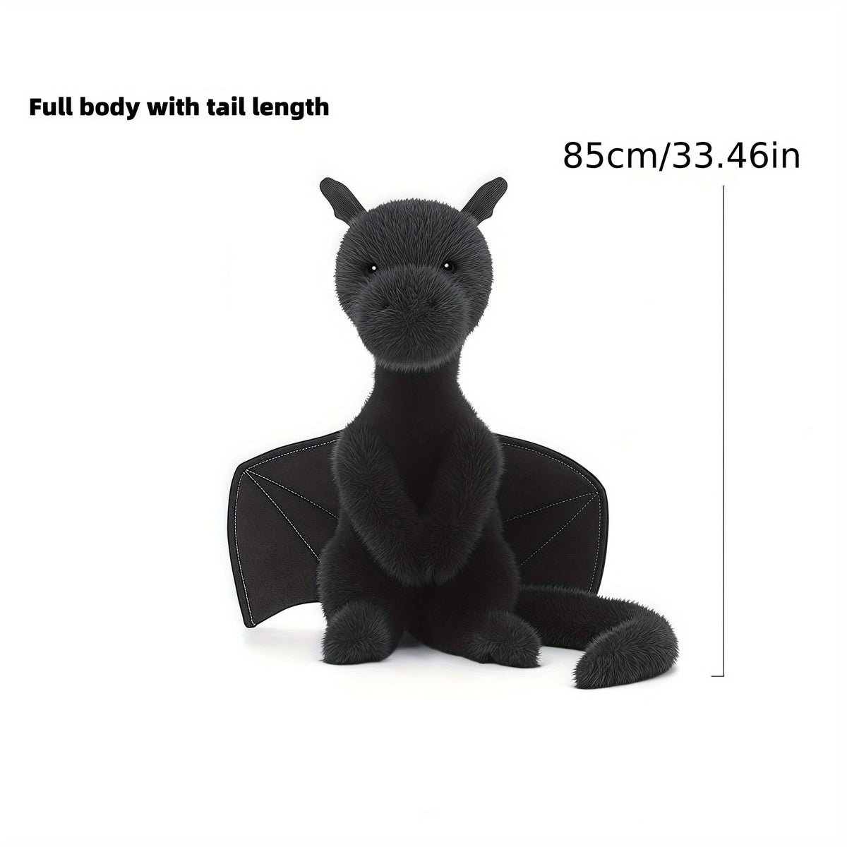 85cm 33-Inch Giant Dragon Plush Stuffed Animal Doll Super Soft Cuddly Dragon Toy Birthday Holiday Gift for Kids Adults Black White