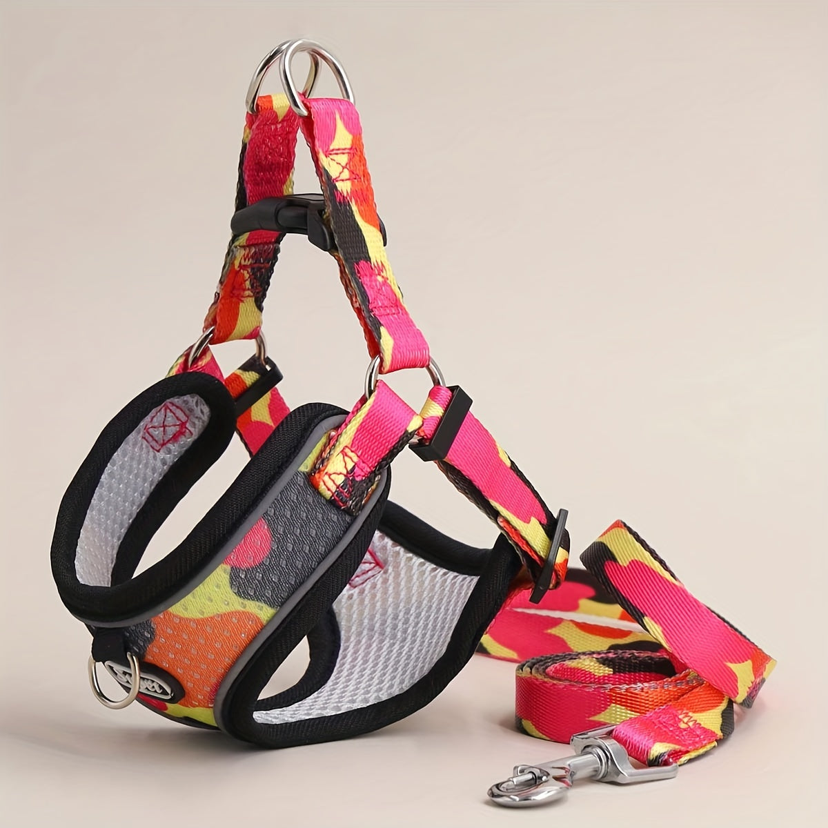 Dog Harness and Leash Set - No Pull Vest Harness for Dogs, Adjustable Reflective Dog Harness for Small Medium Large Dogs, Easy On Off Escape Proof Dog Walking Harness for Indoor Outdoor Use