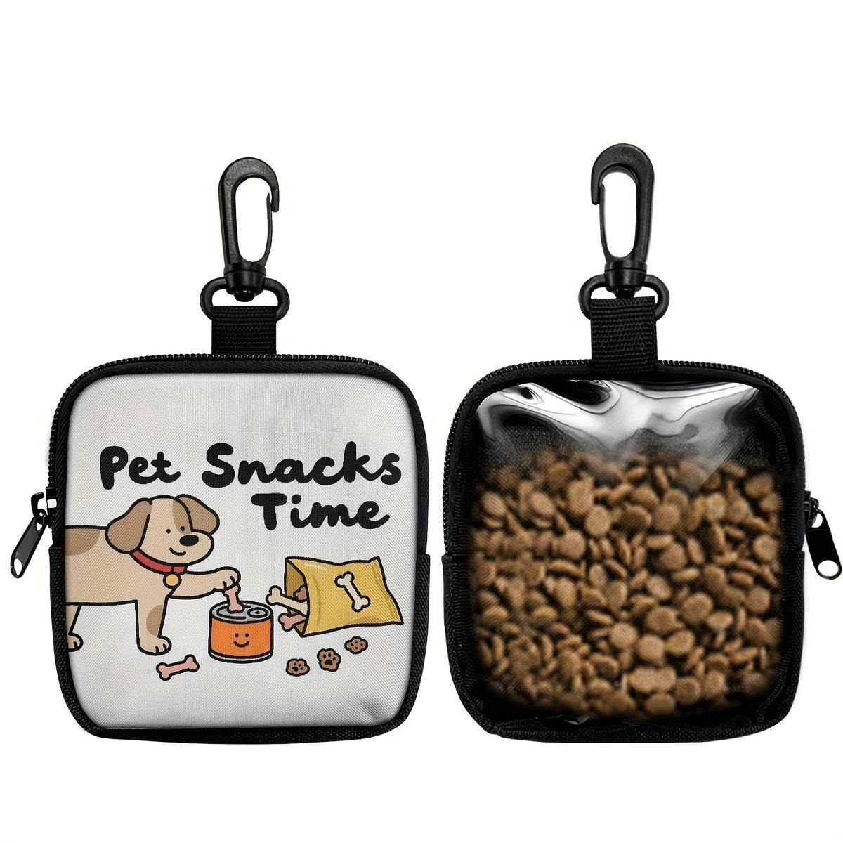 Dog Treat Training Bag with Hook & Zipper – Dog Print Pet Training Pouch with Poop Bag Dispenser, Puppy Obedience Training Walking Bag for Outdoor Use