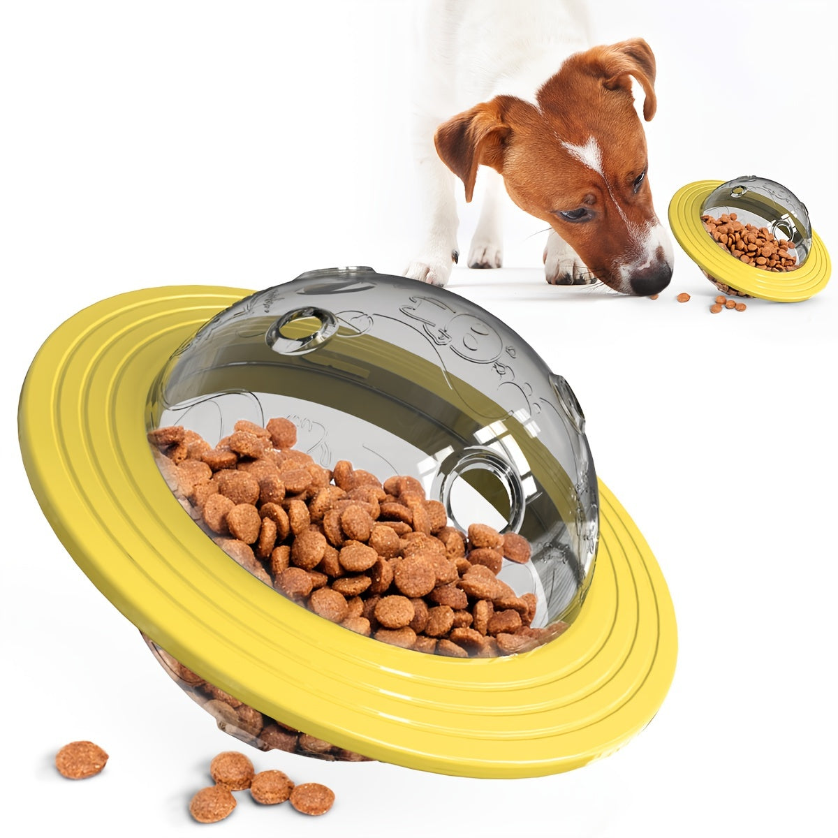 UFO Interactive Dog Treat Dispensing Ball IQ Puzzle Toy Slow Feeder Food Ball for Dogs Mental Enrichment Toy for Small Medium Large Dogs Boredom Buster