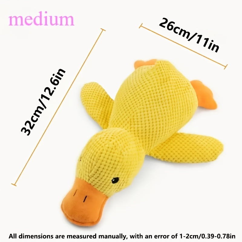 Plush Squeaky Duck Dog Toy for Dogs - Durable Soft Chewable Noise-Making Sleeping Duck Stuffed Animal Toy for Stress Relief, Anxiety & Boredom, Cute Dog Gift for Small Medium Large Dogs, S/M/L