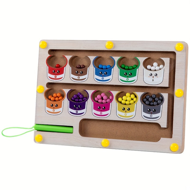 Wooden Color Bead Maze Puzzle for Toddlers Color Coded Bead Sorting Roll-On Activity Early Learning Educational Toy for Boys Girls Color Recognition Fine Motor Skills Development Birthday Gift Ages 1 2 3