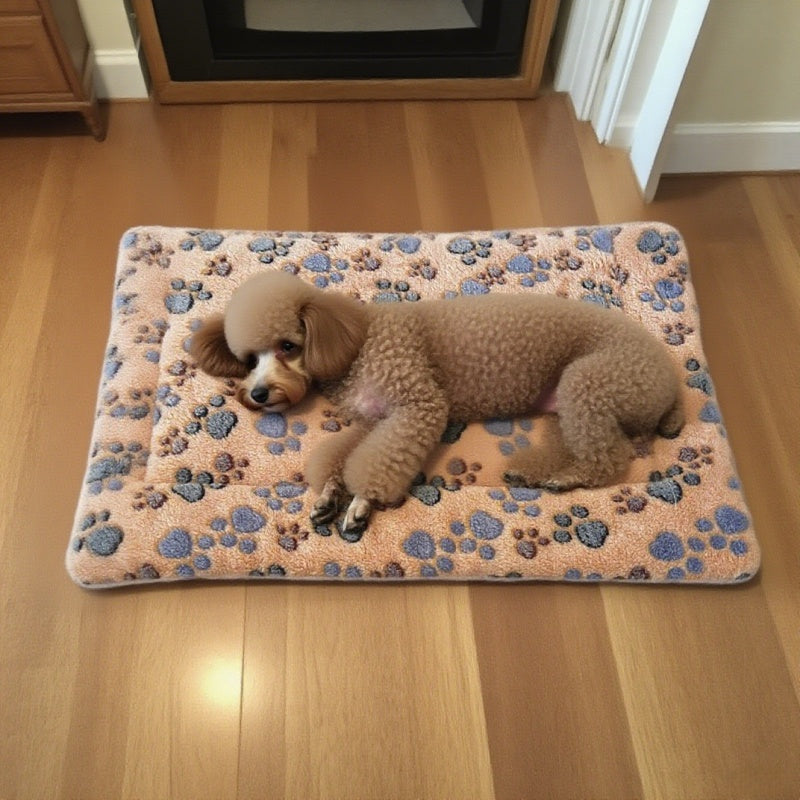 Holiday Pet Bed for Small Dogs & Cats - Soft Flannel Plush Christmas Halloween Reversible Double-Sided Mat with Paw Print, Machine Washable Crate Pad for Teacup Puppies, Kittens & Small Animals, Portable Travel Pet Sleeping Mat