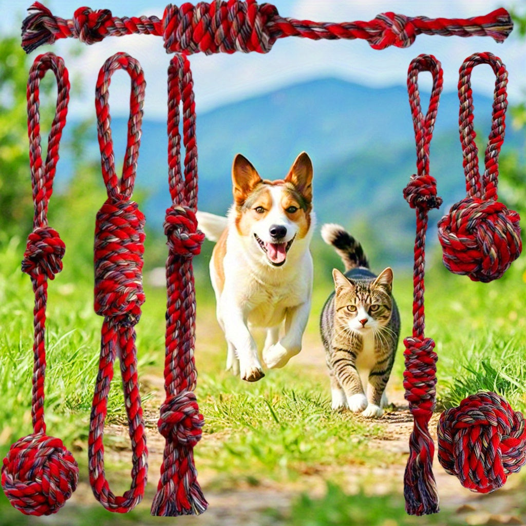 7-Piece Dog Rope Knot Chew Toy Set – Durable Interactive Tug & Teeth Cleaning Rope Toys for Small, Medium & Large Dogs, Indoor & Outdoor Training Play Set for Puppies and Adult Dogs