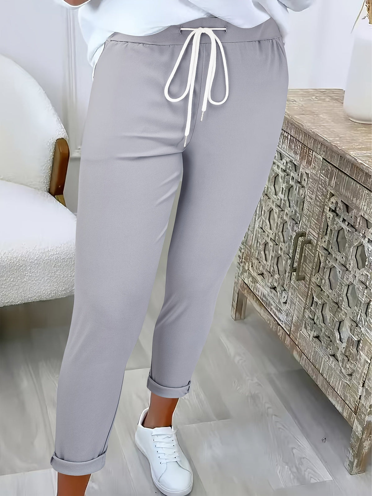 Women's Drawstring Casual Pants Elastic Waist Loose Fit Trousers Lightweight Stretch Soft Fabric Ladies Fashion Bottoms S-XXL Multiple Colors