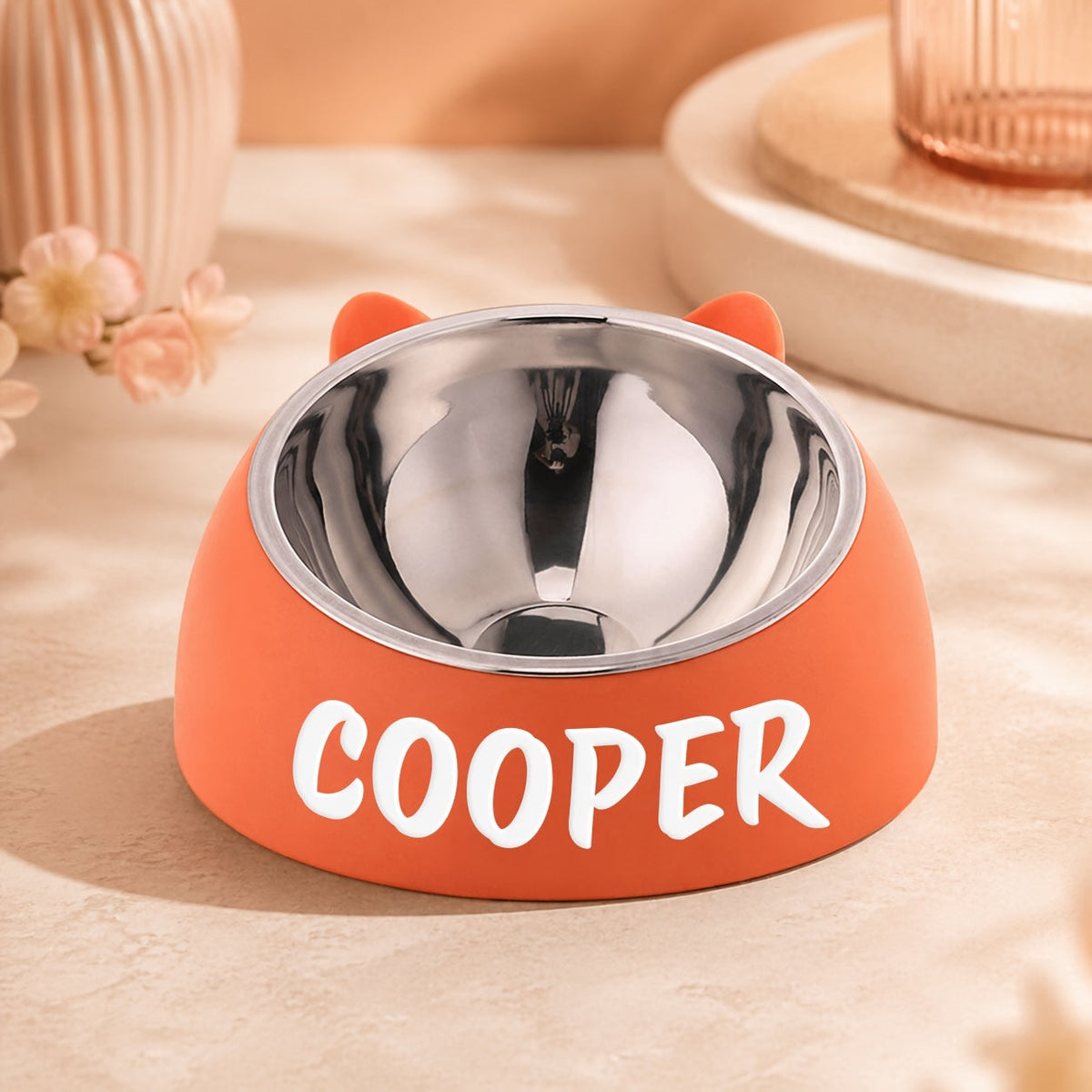 Personalized Stainless Steel Tilted Pet Bowl for Cats and Dogs Custom Name Ergonomic Neck Protection Food Water Bowl Great Gift for Pets Small Medium Large