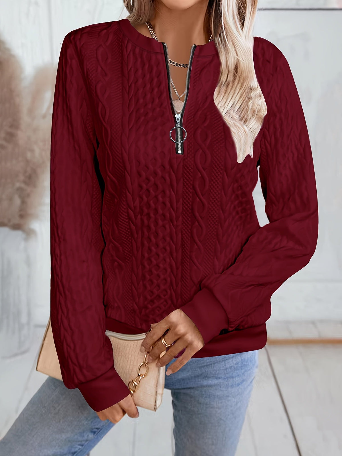Women's Zip Up Sweatshirt Baseball Collar Long Sleeve Fall Winter Solid Color Fleece Pullover Top S M L XL XXL Multi Color