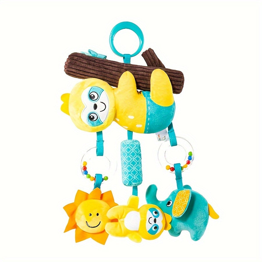 Soft Cartoon Animal Hanging Rattle Toy for Baby Crinkle Squeaky Sensory Wind Chime Pendant for Car Seat Stroller Crib Infant Newborn Baby Shower Birthday Halloween Christmas Gift – Lizard & Sloth