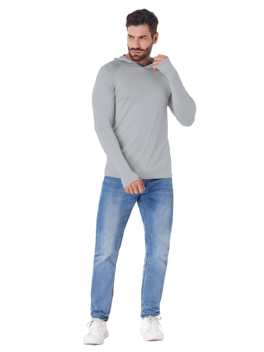 5 Pack Men's Long Sleeve Fishing Shirts with Hood – Lightweight Athletic Rash Guards, UPF Sun Protection Hoodies for Fishing, Hiking & Outdoor Sports, Sizes S-XXL, 3 Color Sets