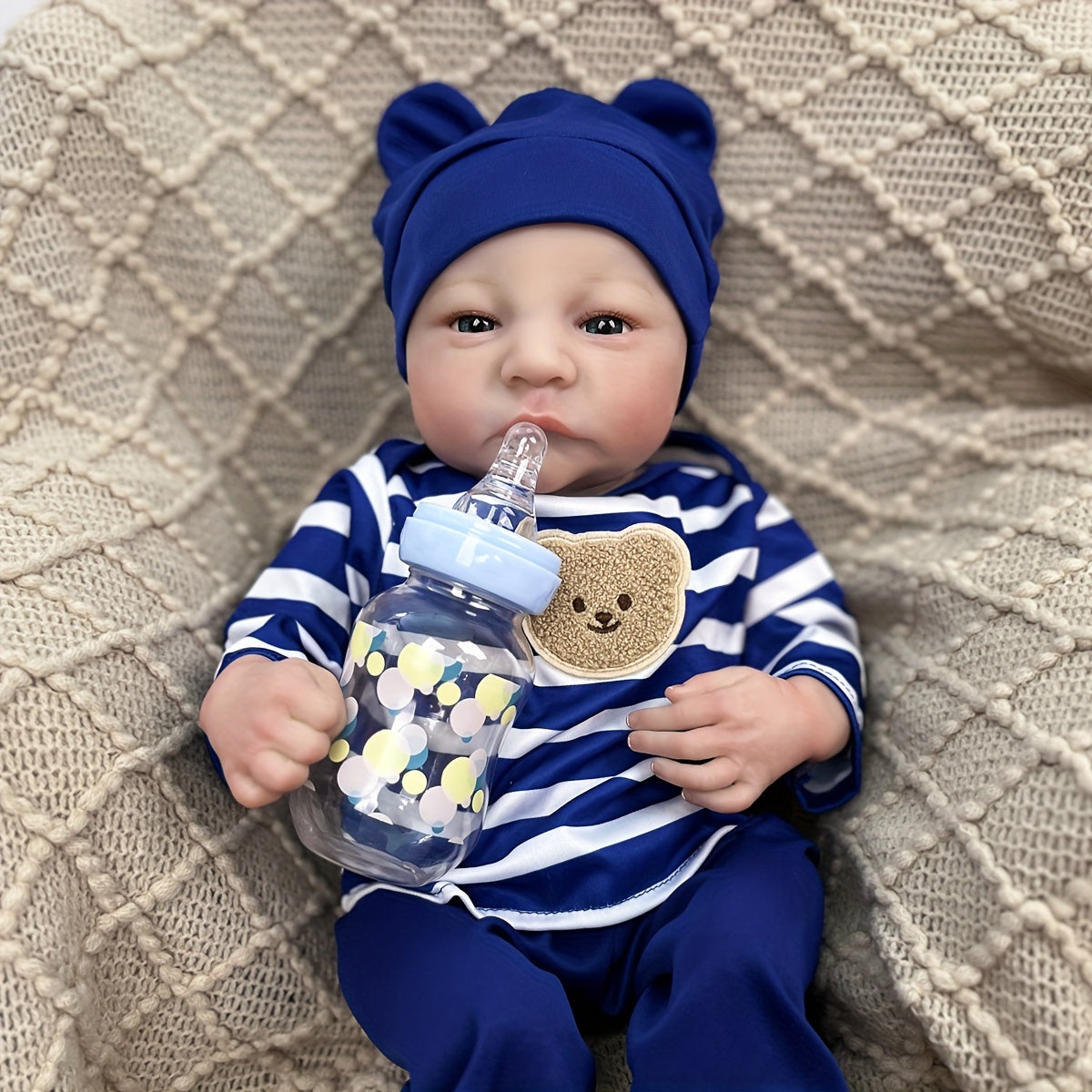 Reborn Baby Doll 17 Inch Realistic Newborn with Hand-Painted Hair, Soft Vinyl & Cloth Body, Magnetic Pacifier - Lifelike Baby Girl Doll with Rooted Eyelashes, Birthday Christmas Gift for Collectors & Girls