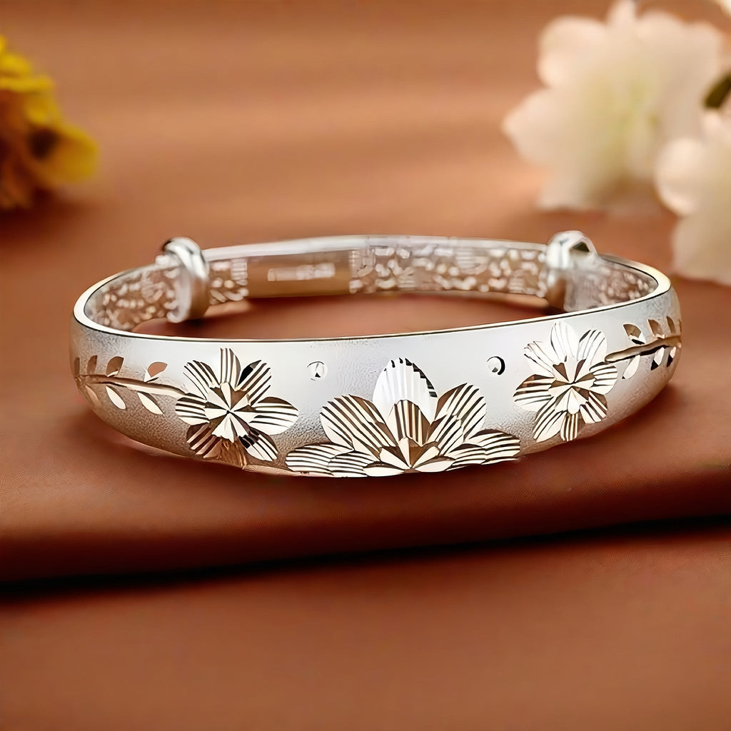 925 Sterling Silver Adjustable Push-Pull Bracelet for Women – Elegant Sliding Clasp Bangle in Silver & Gold, Perfect Gift for Mom, Mother's Day, Birthday & Anniversary