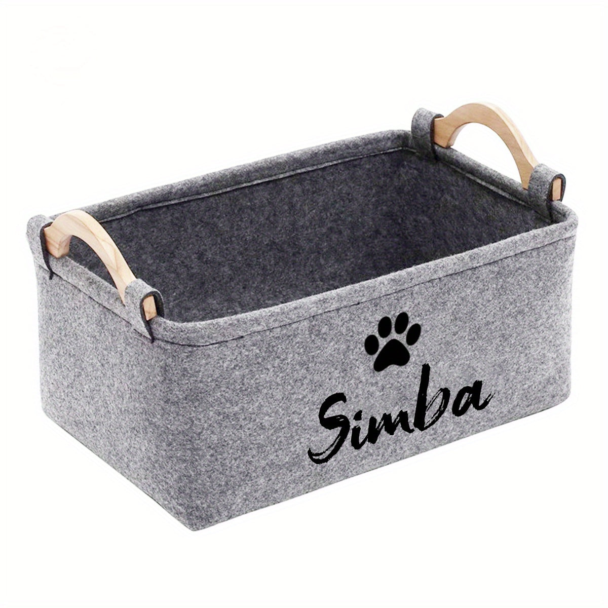 Foldable Pet Toy Storage Basket with Wooden Handles – Personalized Multifunctional Dog Toy & Clothing Organizer Box with Removable Washable Lining, Must-Have Pet Supply Storage for Home, Bedroom & Living Room