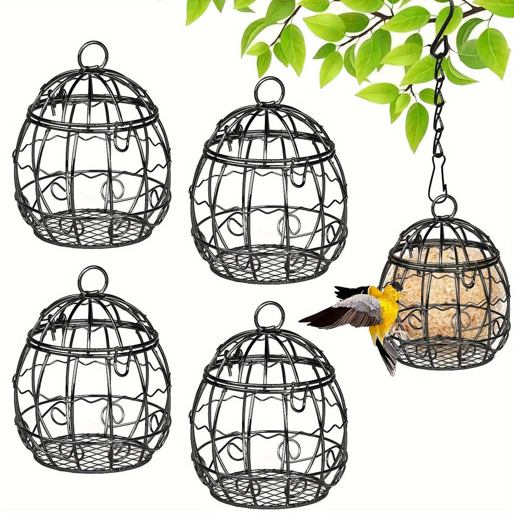 4-Pack Hanging Bird Feeders for Outdoors, Wild Bird Feeder Stations with Hooks, Balcony & Garden Bird Feeding Set, Durable Hanging Bird Feeder Stand for Small Birds, Hummingbirds & Songbirds