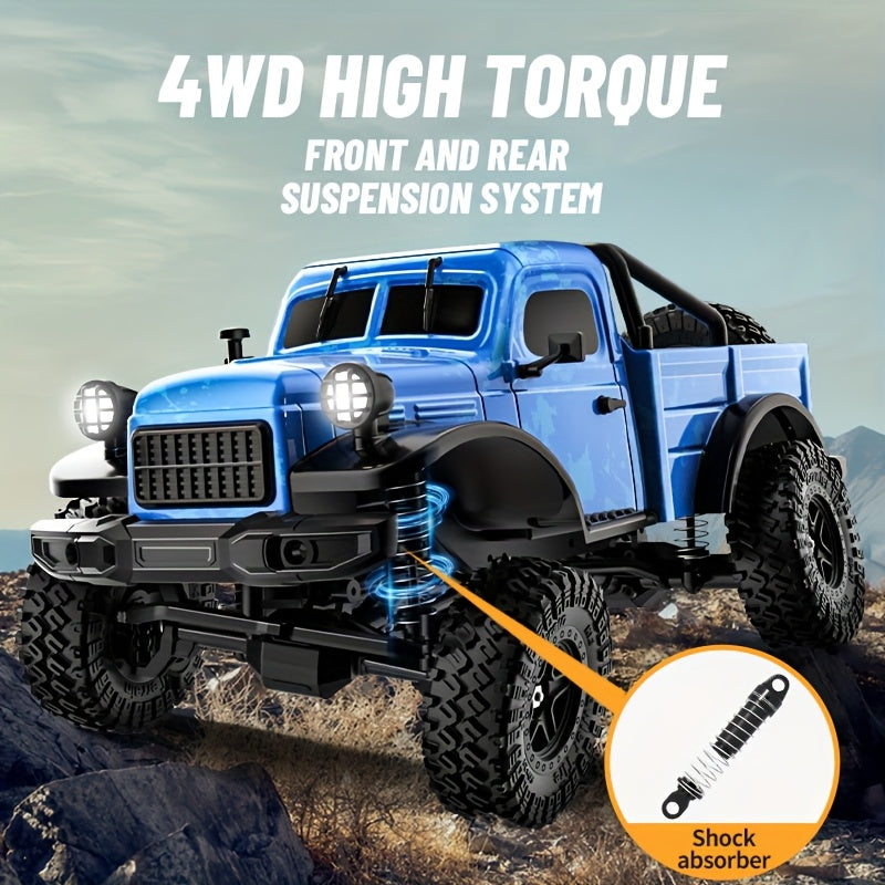 High-Torque RC Pickup Truck Crawler - Carbon Brushed Motor, Ultra-Low Center Chassis, Lightweight Vacuum Shell & Wide-Traction Axle | All-Terrain Rock Climbing RC Car for Adults & Kids | Off-Road Hobby Gift